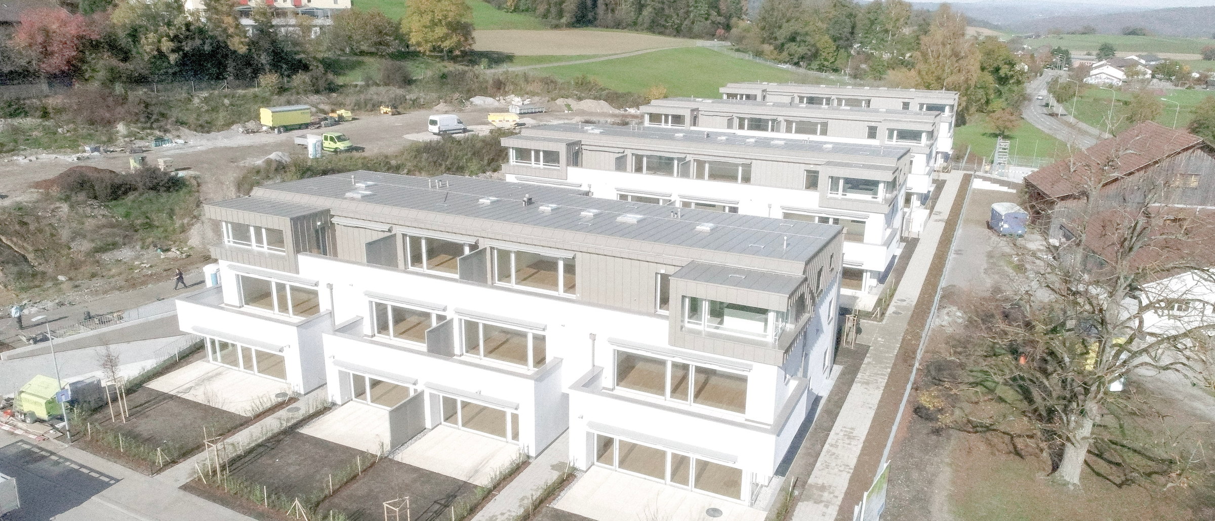 Luftaufnahme der Wohnüberbauung Forêt in Stadel