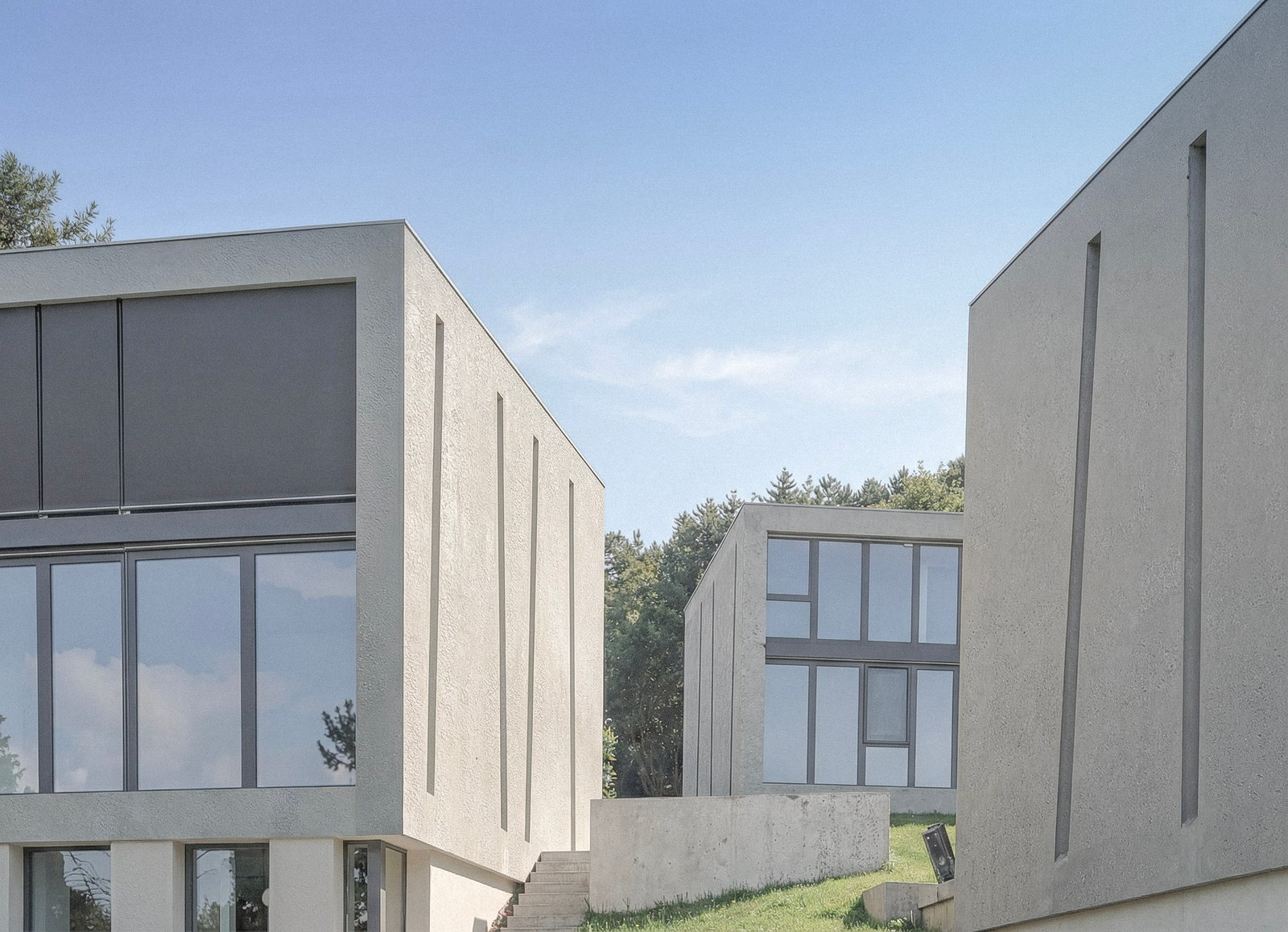 Versetzt angeordnete Betonhäuser der Überbauung like2live in Winterthur